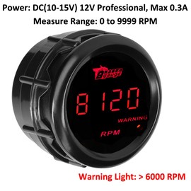 ETOPARS Universal Car Tachometer 2 Inch 52 mm Car Speed Meter Digital Speedometer Display Speedometer Red Light Indicator Instrument Speedometer Indicator Smoke Tint Len