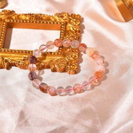 Asingeloo Natural Crystal Stone Beaded Bracelets for Women Men Semi-Precious Gemstone Bracelet 8mm Round Beads Bracelet for Couple Unisex (Style 6, 8mm)