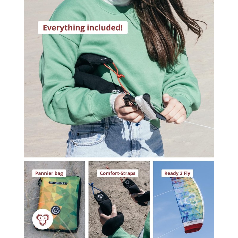 Skymonkey Airtwister 2.3 Parafoil with flight straps and bag, Ready