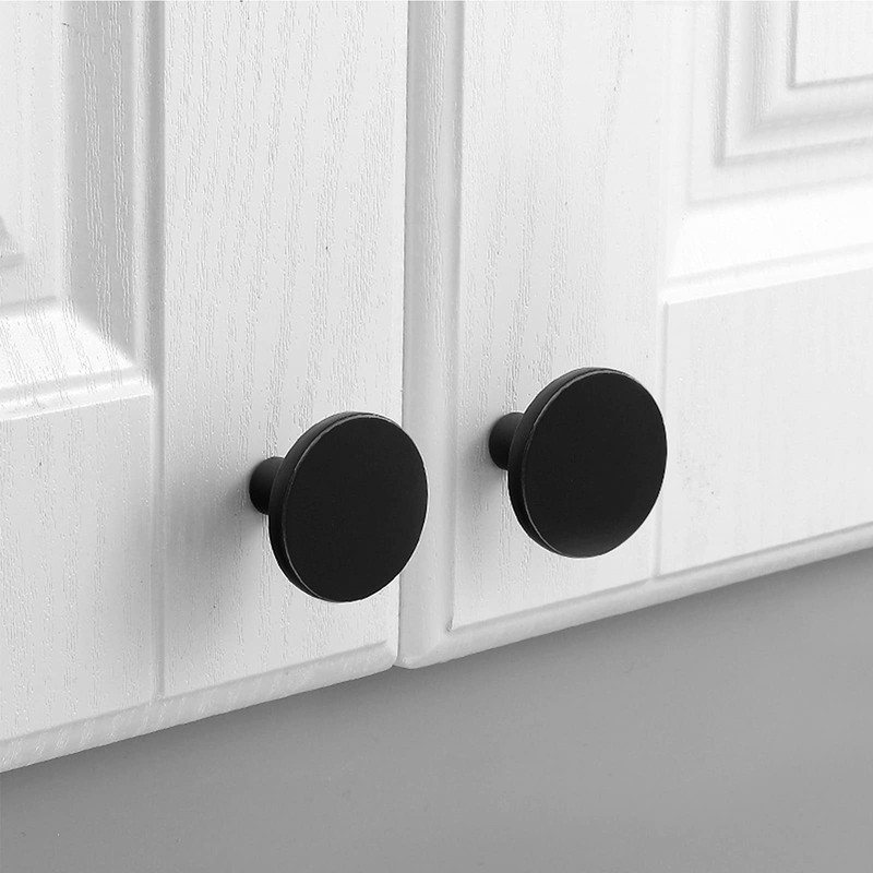 WEAVERBIRD 4 Pieces Round Cabinet Knobs, Matte Black Cabinet Hardware