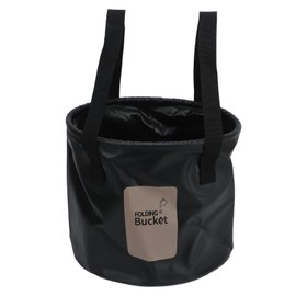 Camping Collapsible Bucket 10L Capacity Food Grade PVC Mesh Side Reinforced Rope Portable Outdoor Foldable Bucket for Travel Black