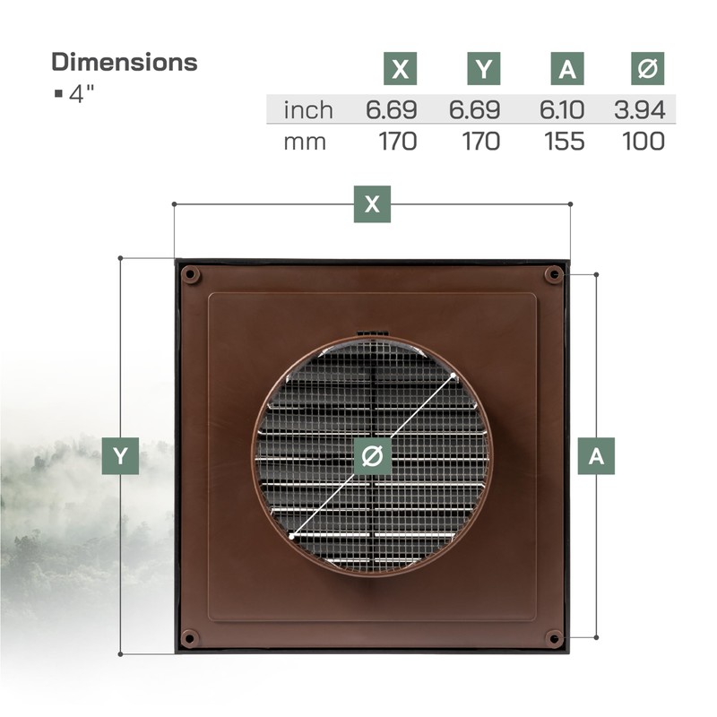 Vent Systems 100mm Outdoor Vent Cover - Bathroom Exhaust Vent