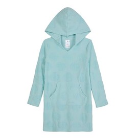 Saint Eve Kids Girls Cover Up Dress, Soft Terry, Long Sleeve Pullover with Pocket and Oversized Hood, Turquoise Shell, Small (7/8)
