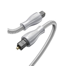SOUNDFAM Optical Audio Cable,TOSLINK Optical Cable Male to Male Fiber Optic Cord Durable and Flexible for Sound bar -Grey (26feet/8M)