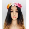 KIWI DAISY Floral Crown Headband with Gradient Roses, Pink to