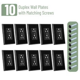 Bates- Duplex Wall Plate, 10 Pack, Black, Electrical Outlet Cover Plates