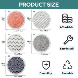 XunHe 12PCS Replacement Steam Mop Pads for Shark S6002UK Steam Mop, Reusable S7000AMZ S7001 S7201 Scrub Mop Pads Steam & Scrub Cleaning Pads for All sealed hard floors Washable Rotating Power Pads