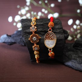 Set of 2 Rakhi for Brother Rakhi Thread for Bhabhi Bhaiya and Bhatiji veera Diwali Bhaidooj Rakhi Set Dora Bracelet Kalwa with gift Pack for Brother Sister Indian Traditional Festival Rakhi