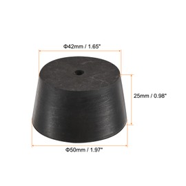 sourcing map Rubber Tapered Plug 42mm to 50mm with Hole Test Tubes Bungs Stopper Black for Lab Home 3 Pieces