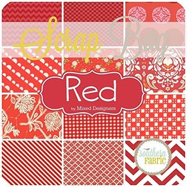 Red Scrap Bag (Approx 2 Yards) by Mixed Designers - Southern Fabric DIY Quilt Fabric