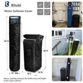 Bitubi 2Pcs Water Softener Cover, Outdoor Softener Tank/Filter Cover + Brine Tank Cover,Upgraded Top with Adjustable Transparent PVC Window, All Weather Protection, Black