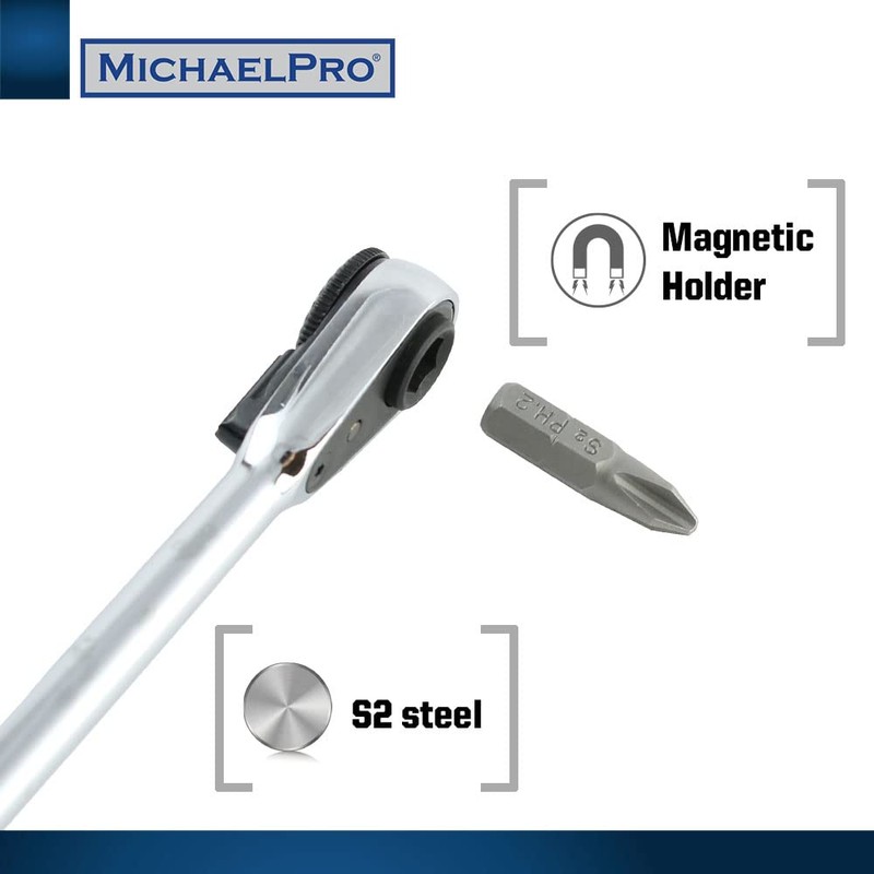 MichaelPro MP012005RD 1/4 Inch Micro Bit Ratchet Mini Screwdriver High
