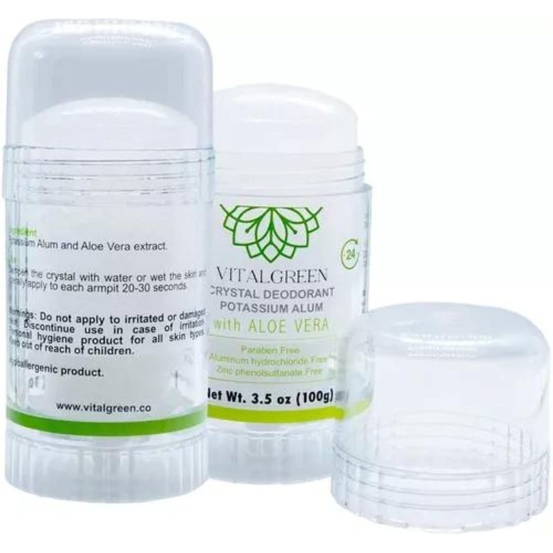 2 Pack Desodorante Cristal Alumbre Con Aloe Vera 100g Vital