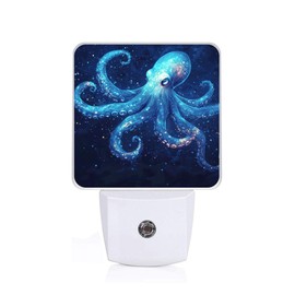 Cosharkly Blue Octopus Night Light,Sea Animals Night Lights Plug into Wall,Led Lamp for Stairway/Hallway/Bedroom 0.5W Nightlight Sleep Friendly