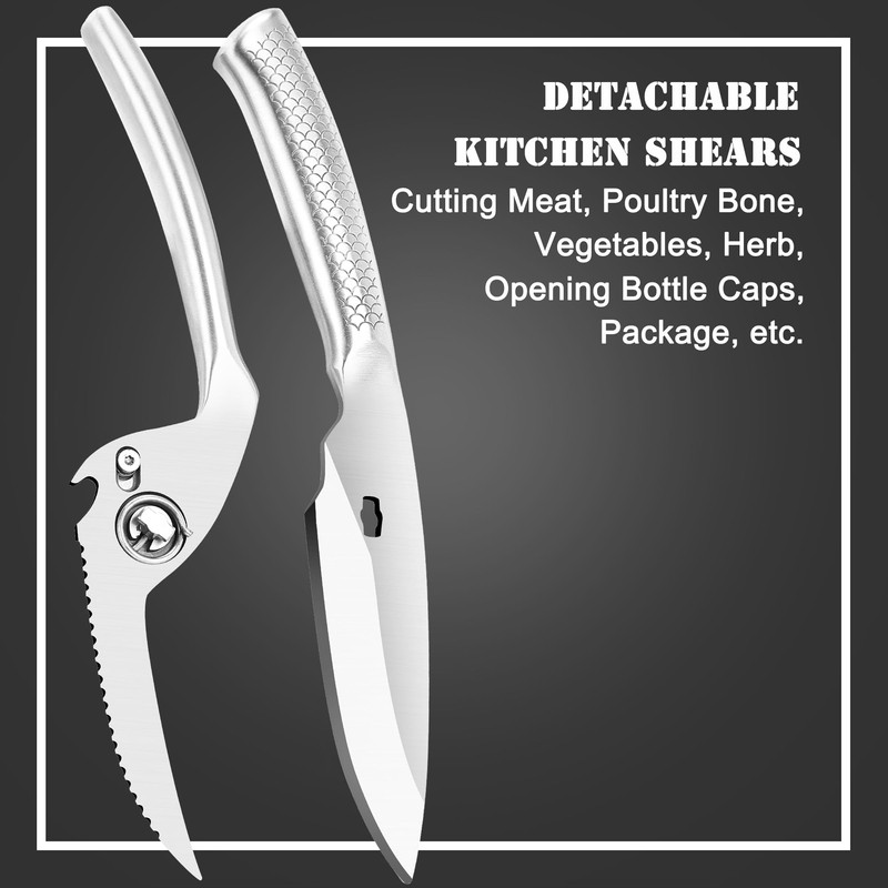 SLEMOON Heavy Duty Kitchen Shears for Food,All Stainless Steel Super