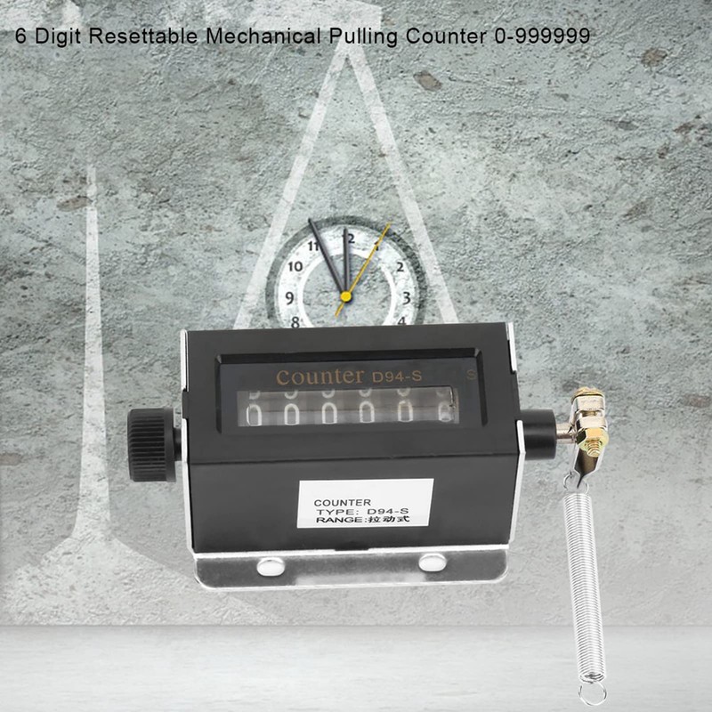 D94-S 6-Digit Resettable Mechanical Draw Counter 0-999999 Forms, 6-Digit Mechanical