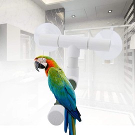 HEEPDD Bird Perch, Portable Suction Cup Window Shower Perch Stand Bath Wall Standing Platform Rack for Macaw Cockatoo African Grey Budgies Parakeet Cockatiel Lovebirds