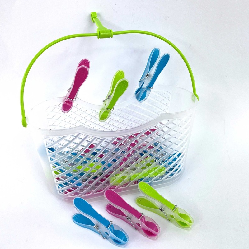 Bürstenmann Clothes Basket with 20 Pegs, Multi-Colour, 13.6 x 23.7