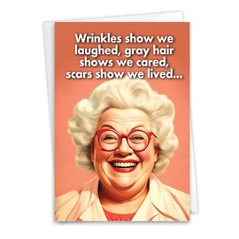 NobleWorks Funny Birthday Greeting Card with 5 x 7 Inch Envelope (1 Card) Bday My Wrinkles C10830BDG-UA