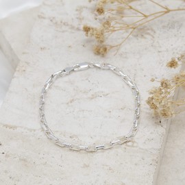 Tuscany Silver Unisex Sterling Silver 4mm Rectangle Belcher Chain Bracelet 20cm/8"