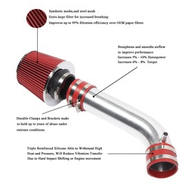 3 inch Intake Pipe Cold Air Intake with Filter Fit for 2003 2004 2005 2006 Infiniti FX35 G35 & Fit Nissan 350Z 3.5L V6 (Red)