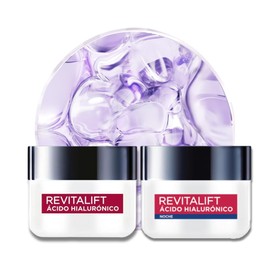 LOréal Paris Rutina facial hidratante Revitalift Ácido Hialurónico (2 piezas) Crema de día FPS20 50ml  Crema de noche 50ml. Hidrata y rellena líneas  