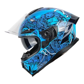 1Storm Motorcycle Full Face Helmet DOT Adults Street Bike Dual Visor Sun Inner Shield Anti Fog Pinlock Ready Shield HJAH15: Ghost Blue
