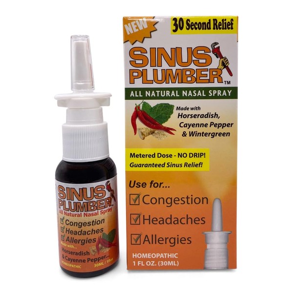 Sinus Plumber Pepper Nasal Spray, Allergy and Sinus Relief, Congestion, Headaches, 1 fl oz
