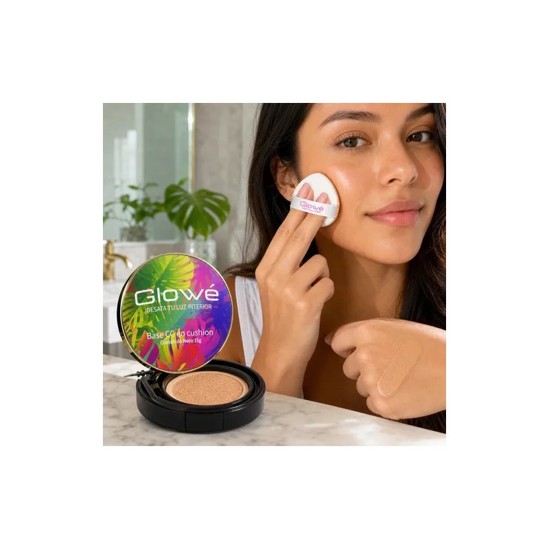 Crema Cc Glowe Cojín Corrector Maquillaje 2 Tonos