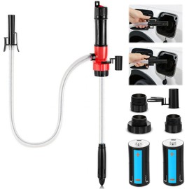 Auto-Stop Sensor Portable Fuel Transfer Pump with Battery Operated, Electric Gas Siphon Pump, Portable Power Battery Pump with 3 Adapters Universal Fit for Gas, Fuel, Diesel