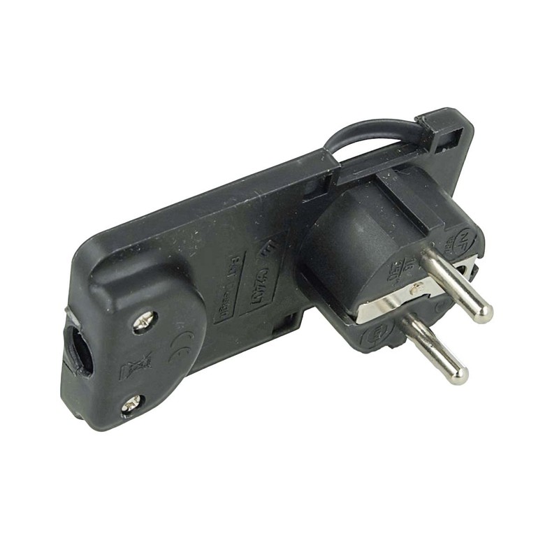 Pack of 2 Space-Saving Flat Schuko Plugs, 90 Degree Cable