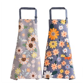 2 Pack Kitchen Cooking Aprons, Adjustable Chef Apron with Pockets, Waterproof and Oil-proof Apron, Floral Pattern Apron for Women