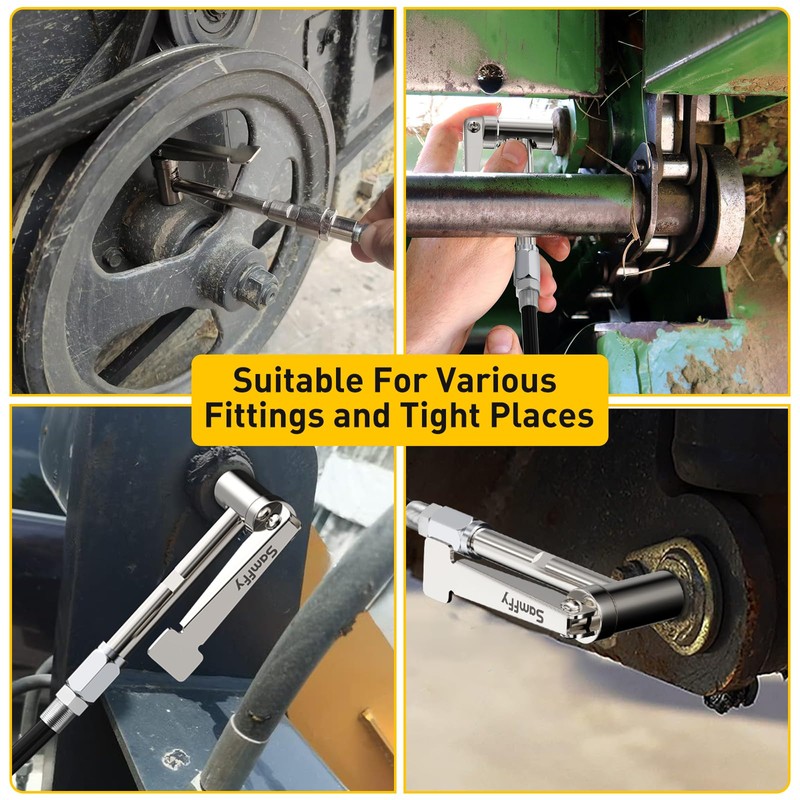 Samffy 90°Degree Grease Gun Coupler Set, Right Angle Zerk Fittings