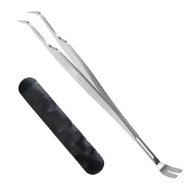 iJiZuo 2 in 1 Profi Zeckenzange, Zeckenpinzette und Zeckenhaken, Zuverlässig Gegen Zecken Jeder Größe, Zeckenentferner für Mensch, Hunde, Katzen (mit Lederbeutel)