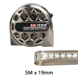 NIYATA Stainless Steel Tape Measure 5 Metre, Retractable Hollow Measuring Tape,High Precision Waterproof and Rust Resistant Steel Tape,Retractable Tape Measure for Industrial and Home Use(5m 19mm)