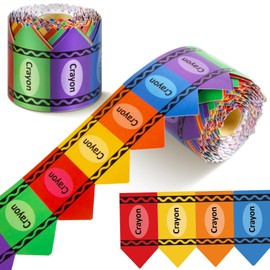 2 Pcs 68.9 FT Crayon Bulletin Border Roll Back to School Crayon Paper Bulletin Borders for Back to School Crayons Designed Blackboard Decor