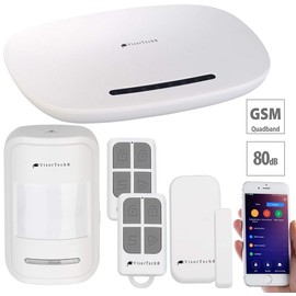 VisorTech Kabellose Alarmanlage: GSM-Alarmanlage mit Funk- & Handynetz-Anbindung, App für Android & iOS (Alarmanlage Handy, Alarmanlage Handy App, Überwachungskamera Set)