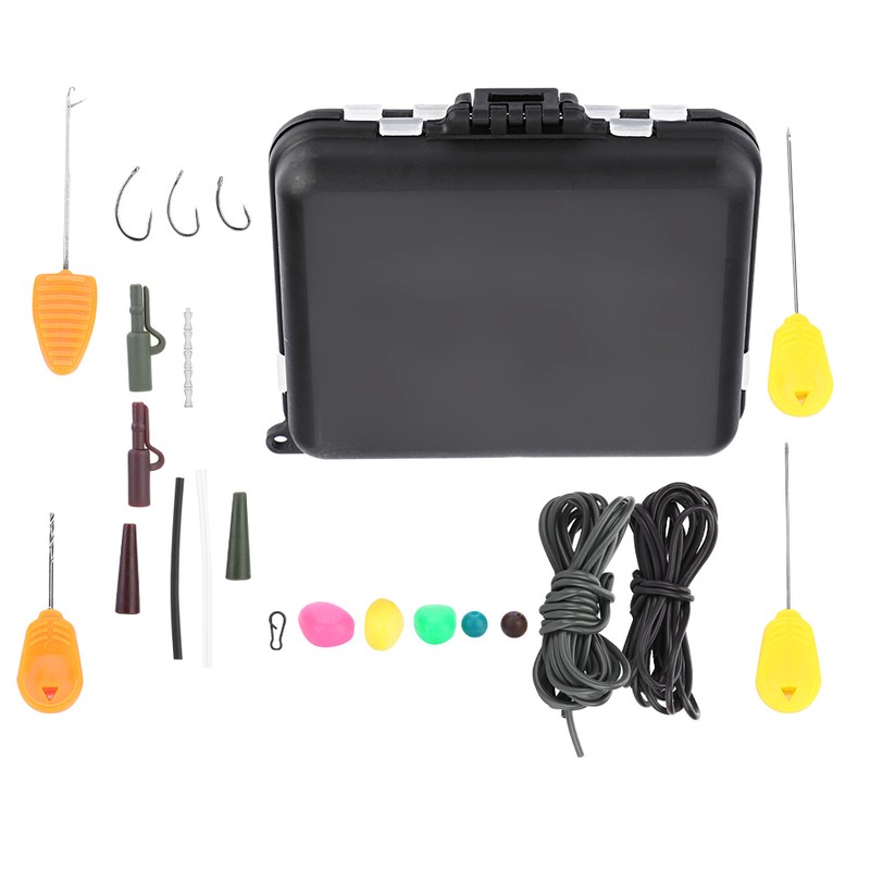 Carp Fishing Tackle Box Weights Clips Baiting Needles Hook Swivel