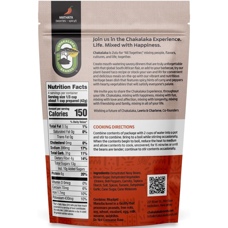 Chakalaka Vegetarian Dried Bean Mix - South African Side Dish