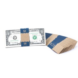Natural Kraft Saw-Tooth $50 Currency Band Bundles (500 Bands)
