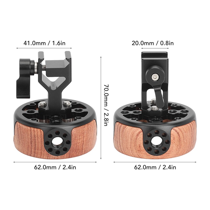 Round Side Camera Handle Handgrip Wooden Quick Release NATO Rail