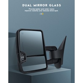 OCPTY A Pair Of Towing Mirrors Replacement Fit For 2014-2018 For Chevy For Gmc 1500 2015-2019 For Chevy For Gmc 2500 Hd 3500 Hd Pickup Tow Mirrors Power Adjusted Heated Led Turn Signal Black