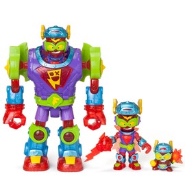 SUPERTHINGS RIVALS OF KABOOM Superbot Fury Storm Articulated Robot with Battle Accessories, 1 Kazoom Kid and 1 SuperThing Exclusive Colourful