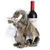 HEINBOW Steampunk Dragon Wine Bottle Wine Holder Statue with Two