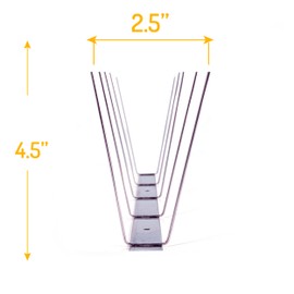 Bird Barrier Dura-Spike Stainless Steel Bird Spikes | Metal Pin Strips for Ledge, Roof, Pipe - Adhesive Included - Narrow (2.5 in) 5 Ft. Length