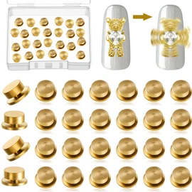 Leelosp 30 Pieces Spinning Nail Charms Nail Art Rotating Charm Bearing Art Tool Rings Jewelry Rotating Tools 3D for Women Girls Crafting Jewelry Accessories(Gold,0.16 x 0.2 x 0.1 Inches)