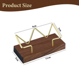 YYBD 2 Pieces Wood Business Card Holder for Desk Wooden Business Card Display Stand Postcard Holder Walnut Wooden Name Cards Stand Organizer with Brass Rack for Office Home Desktop Table Supplies