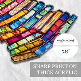 Book Christmas Ornament 2024 Suncatcher, Book Tree Ornaments Decor Acrylic, Unique Bookish Gift for Women, Stained Glass Effect Gift for Book Lovers, Bookworm, Teacher, Book Club, Library (Book Stack)