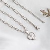 Layered Initial Necklaces for Women Paperclip Chain Necklace Silver Heart