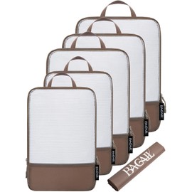 BAGAIL 4 Set/6 Set Ultralight Compression Packing Cubes Packing Organizer for Travel Accessories Luggage Suitcase Backpack(70D 6Set Mesh Brown)